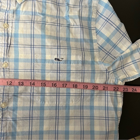 Vineyard Vines Shirt Mens Large Plaid Slim Fit Tucker Blue Button Up Long Sleeve - Picture 7 of 8